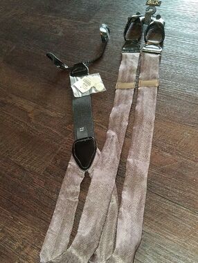 Men's Brown Silk Herringbone Suspenders